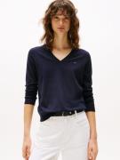 Tommy Hilfiger Trui met V-hals CO JERSEY STITCH V-NK SWEATER Contrastk...