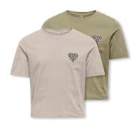 KIDS ONLY Shirt met ronde hals KOGREX LEO HEART S/S TOP JRS 2-PACK (Se...