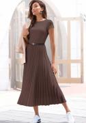 Lascana Midi-jurk met plissé rokdeel, basic, modieus