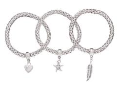 Lascana Armbandset elastisch, armbanden met hanger, hart, ster, veer, ...