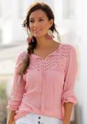 Lascana Crêpe-blouse met geborduurde oogjes, damesblouse, losse pasvor...