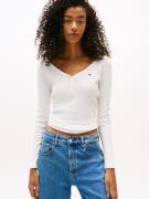 TOMMY JEANS Shirt met lange mouwen TJW SLIM HENLEY WAFFLE LS