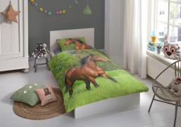 good morning Kinderovertrekset Running Horse Katoen, 135x200, 2-delig,...