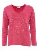 Zwillingsherz Sweatshirt met rafelige v-halslijn in vintage-look