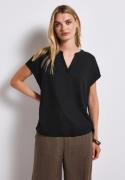 STREET ONE Blouse met korte mouwen Hals met split