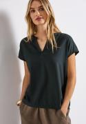 STREET ONE Blouse met korte mouwen Hals met split