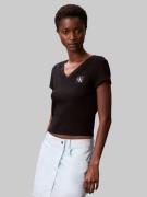 Calvin Klein T-shirt A- SS WOVEN LABEL RIB VNECK TEE