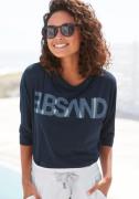 Elbsand Shirt met 3/4-mouwen met logoprint, katoenmix, losse pasvorm