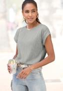 Lascana Shirt met korte mouwen met biesstructuur, kreukvrij t-shirt va...