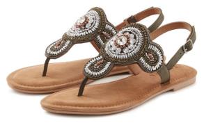 Lascana Teenslippers Sandaal, pantoffel in glitter-look en zachte lere...
