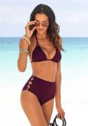 Lascana Highwaist-bikinibroekje Italy Goudkleurige sierringen