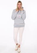 Zwillingsherz Hoodie met "amore"-inscriptie en hartjes op de rug
