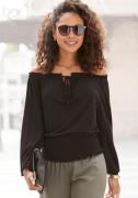 Lascana Shirt met carmenhals met 3/4-mouwen, blouseshirt met striklint...