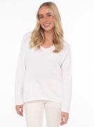 Zwillingsherz Sweatshirt "Positive Mind" met v-halslijn in used look e...