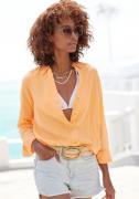 Lascana Overhemdblouse van linnenmix, damesblouse met overhemdkraag en...
