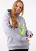 Zwillingsherz Hoodie met geborduurd neonhart op de mouw en "love"-schr...