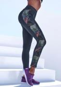 active by Lascana Legging met zij-florale inzetten