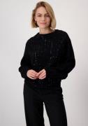 Monari Trui met staande kraag Pullover sieraad met glinstersteentjes