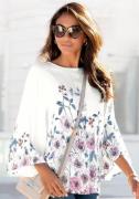 Lascana Blouse zonder sluiting met bloemenprint en trompetmouwen, blou...