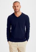 H.I.S Gebreide trui met v-hals, pullover van fijn breiwerk, katoenmix