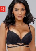 Lascana Push-up-bh met verleidelijke bandjes en metalen accessoires, l...
