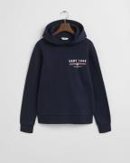 Gant Hoodie REG GRAPHIC HOODIE geribbelde uiteinden, capuchon zonder k...