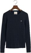 Gant Gebreide trui Stretch Cotton Cable C-Neck met logoborduursel op b...
