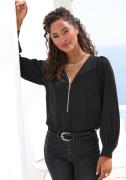 Lascana Blouse met lange mouwen met ritsdetail, elegante damesblouse