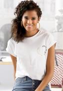 Lascana T-shirt met glanzende print, katoenen shirt met korte mouwen,