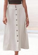 Lascana Midirok met knoopsluiting, linnen rok, zomerrok