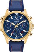 Bulova Chronograaf Marine Star Horloge, quartz, herenhorloge, leren ba...