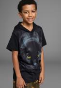 KIDSWORLD T-shirt Capuchon T-shirt met fotoprint: PANTHER Korte mouwen...