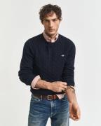 Gant Gebreide trui COTTON CABLE C-NECK met wapen-logo borduurwerk op d...