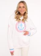 Zwillingsherz Hoodie met print "moin" en "anker" in neonkleuren