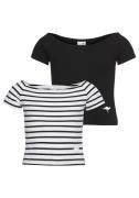 KangaROOS Shirt met carmenhals 2-pack T-shirts 1x uni + 1x gestreept (...
