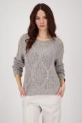 Monari Gebreide trui Pullover Ajour Pailletten
