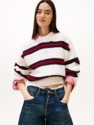 TOMMY JEANS Trui met ronde hals TJW BADGE STRIPE FLUFFY SWEATER