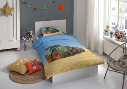 good morning Kinderovertrekset Tractor Katoen, 135x200, Rits, Omkeerba...