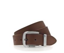 MUSTANG Leren riem Overlengte, pin-sluiting in zwart zilverkleur, 3,5 ...