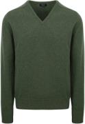 William Lockie Pullover Lamswol V-hals Rosemary Groen