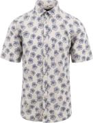 Suitable Short Sleeve Overhemd Linnen Simon Blauw