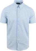 Suitable Short Sleeve Overhemd Print Blauw