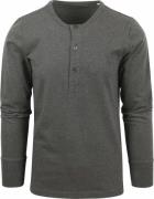 KnowledgeCotton Apparel Longsleeve T-shirt Henley Antraciet