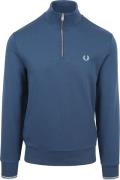 Fred Perry Half Zip Trui Mid Blauw