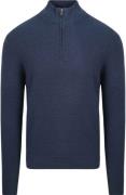 Suitable Half Zip Trui Structuur Petrol