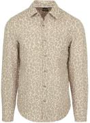 BOSS Overhemd Linnen Print Beige