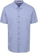 No Excess Short Sleeve Overhemd Linnen Blauw