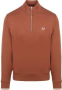 Fred Perry Half Zip Trui Whisky Bruin