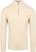 Profuomo Half Zip Pullover Structuur Ecru