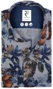 R2 Overhemd Flower Flanel Blauw